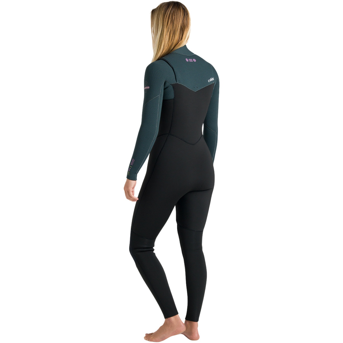 2026 C-Skins Womens Nuwave Solace 5/4/3mm Chest Zip Wetsuit CSO54WC - Black / Forest Green / Mulberry